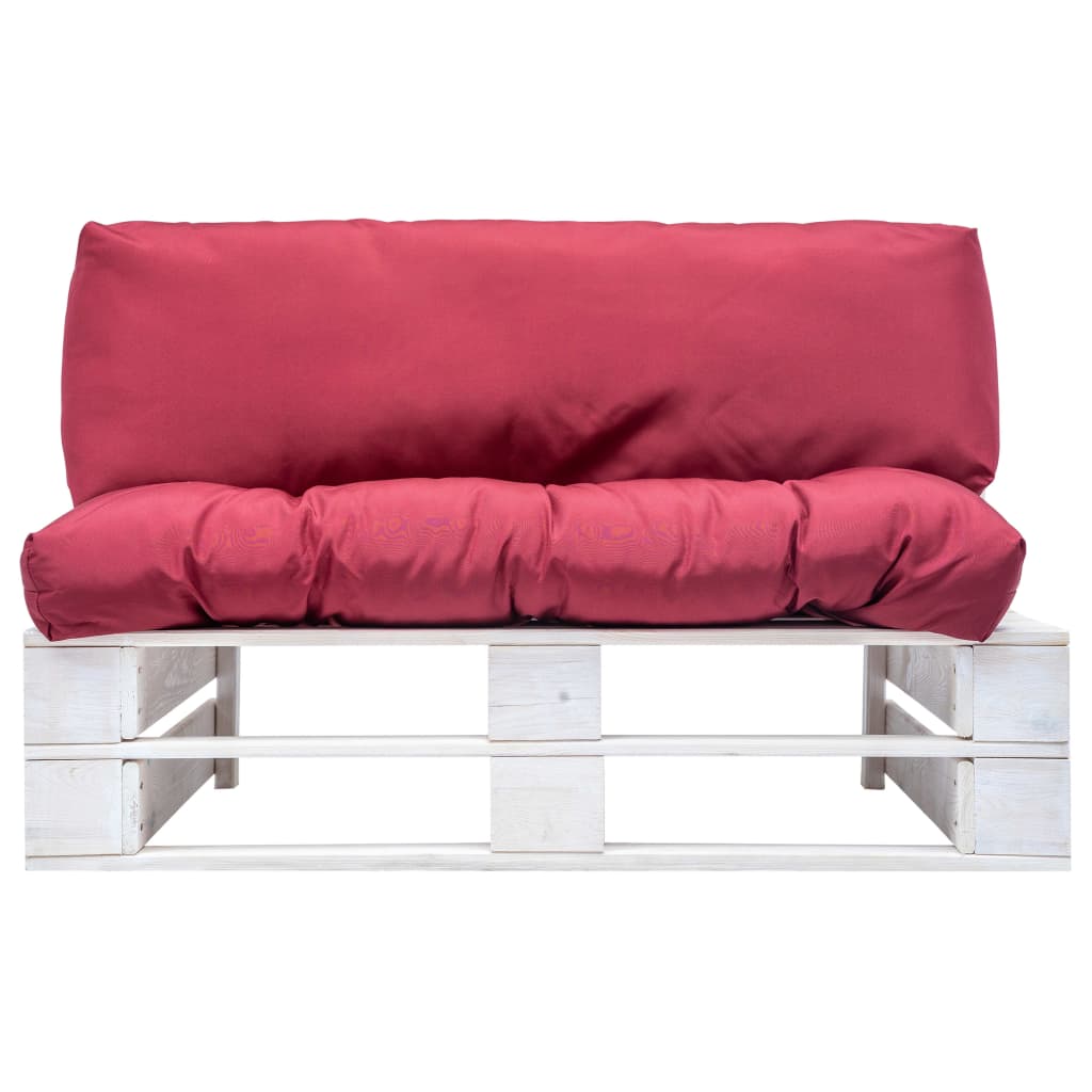 Outdoor-Sofa Paletten mit Kissen in Rot Kiefernholz