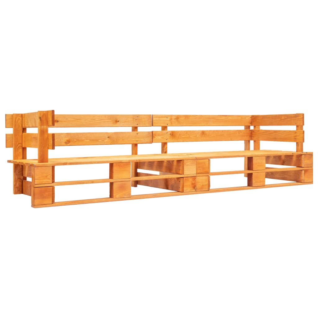 2-tlg. Garten-Palettensofa-Set Kissen in Sandfarben Kiefernholz