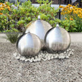 3 Stk. Garten-Springbrunnen Sphäre mit LEDs Edelstahl