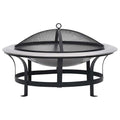 Garten-Feuerschale mit Grill Edelstahl 76 cm