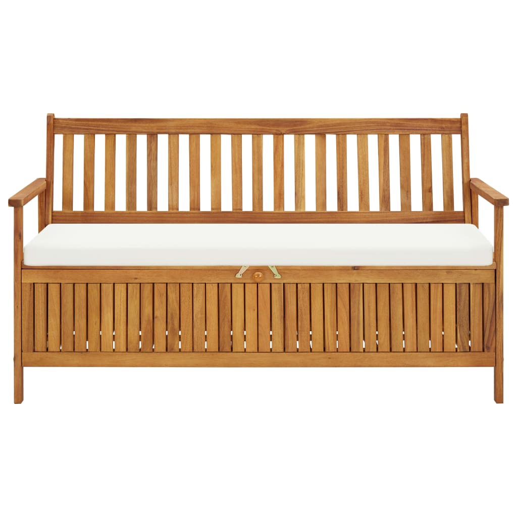 Sitzbank mit Stauraum und Sitzpolster 148 cm Massivholz Akazie