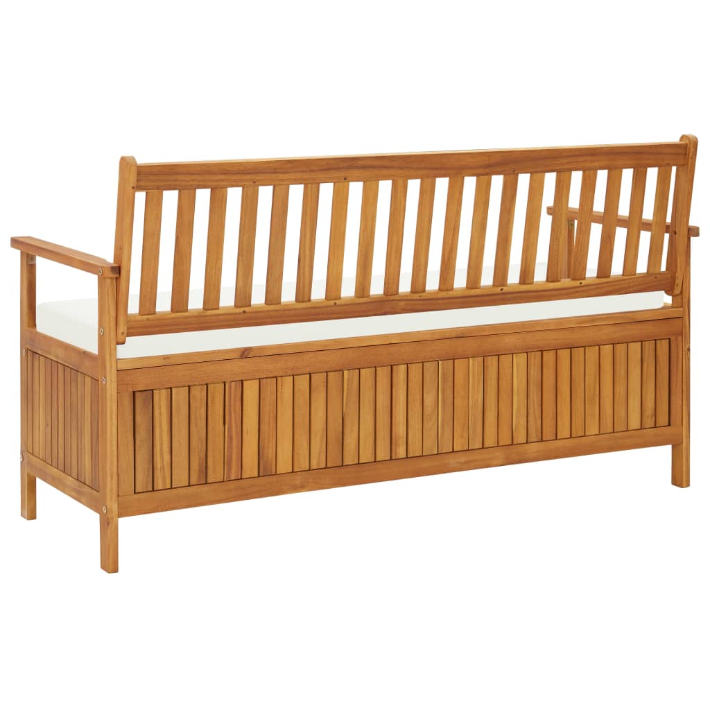 Sitzbank mit Stauraum und Sitzpolster 148 cm Massivholz Akazie