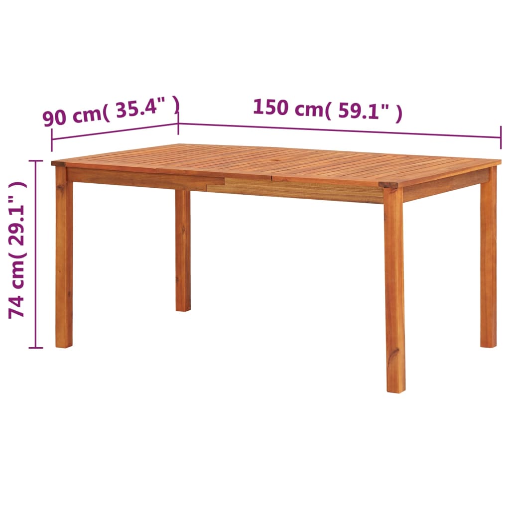 Gartentisch 150x90x74 cm Massivholz Akazie