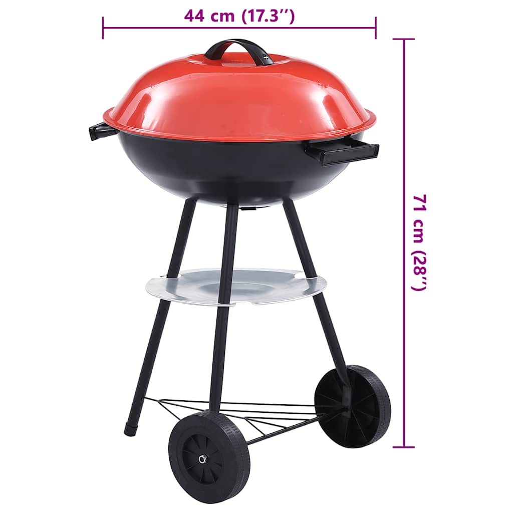 Tragbarer Holzkohlegrill XXL mit Rädern 44 cm