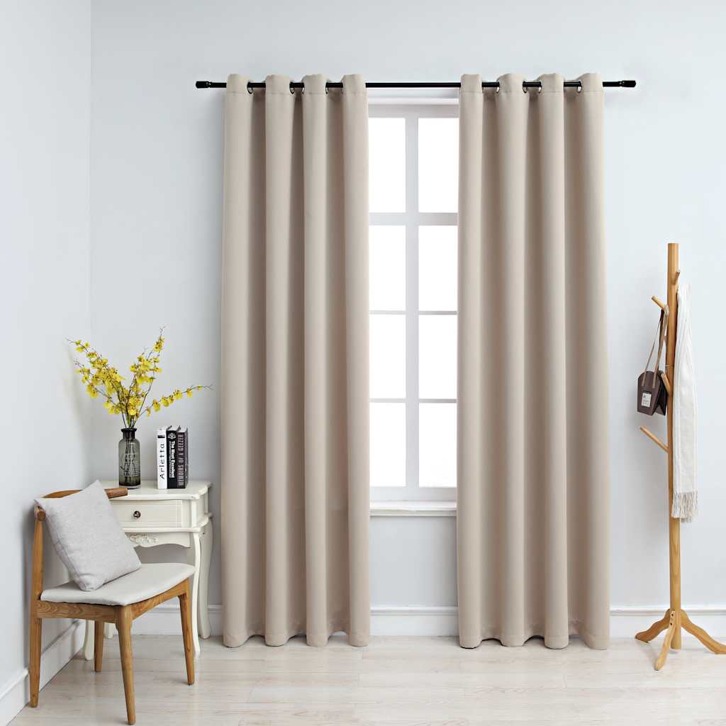 Verdunkelungsvorhänge mit Metallösen 2 Stk. Beige 140x245 cm