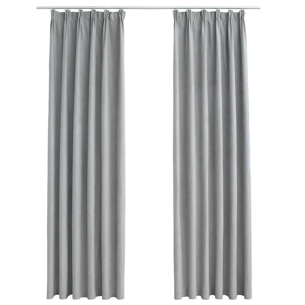 Verdunkelungsvorhänge mit Haken 2 Stk. Grau 140x245 cm
