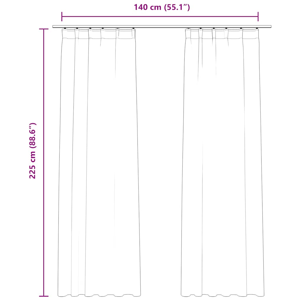 Verdunkelungsvorhänge mit Haken 2 Stk. Samt Beige 140x225 cm