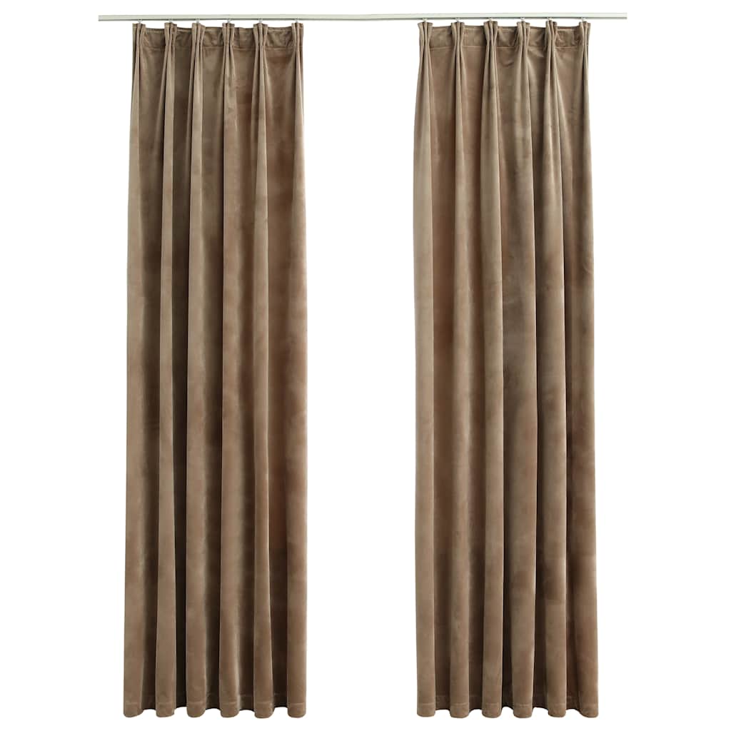 Verdunkelungsvorhänge mit Haken 2 Stk. Samt Beige 140x245 cm