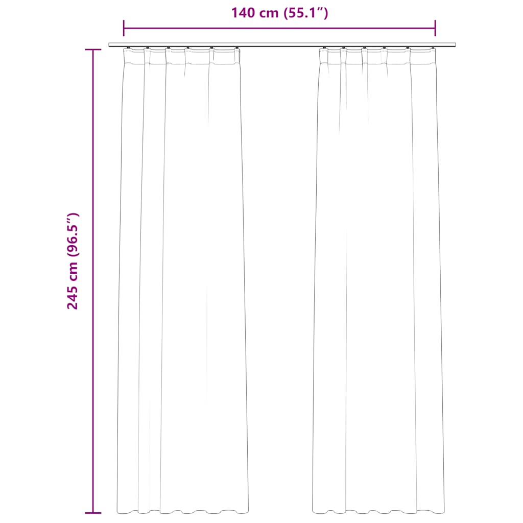 Verdunkelungsvorhänge mit Haken 2 Stk. Samt Beige 140x245 cm