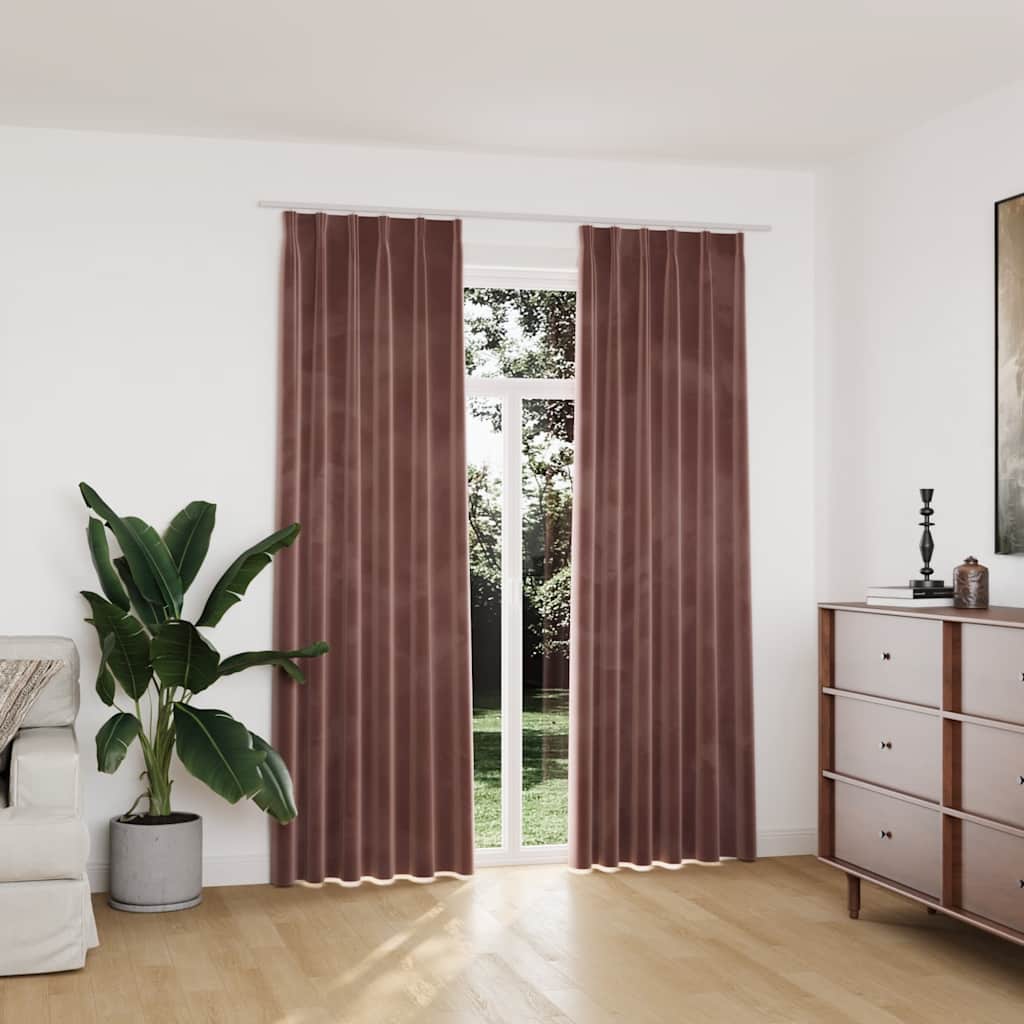 Verdunkelungsvorhänge Haken 2 Stk. Samt Antik-Rosa 140x225cm