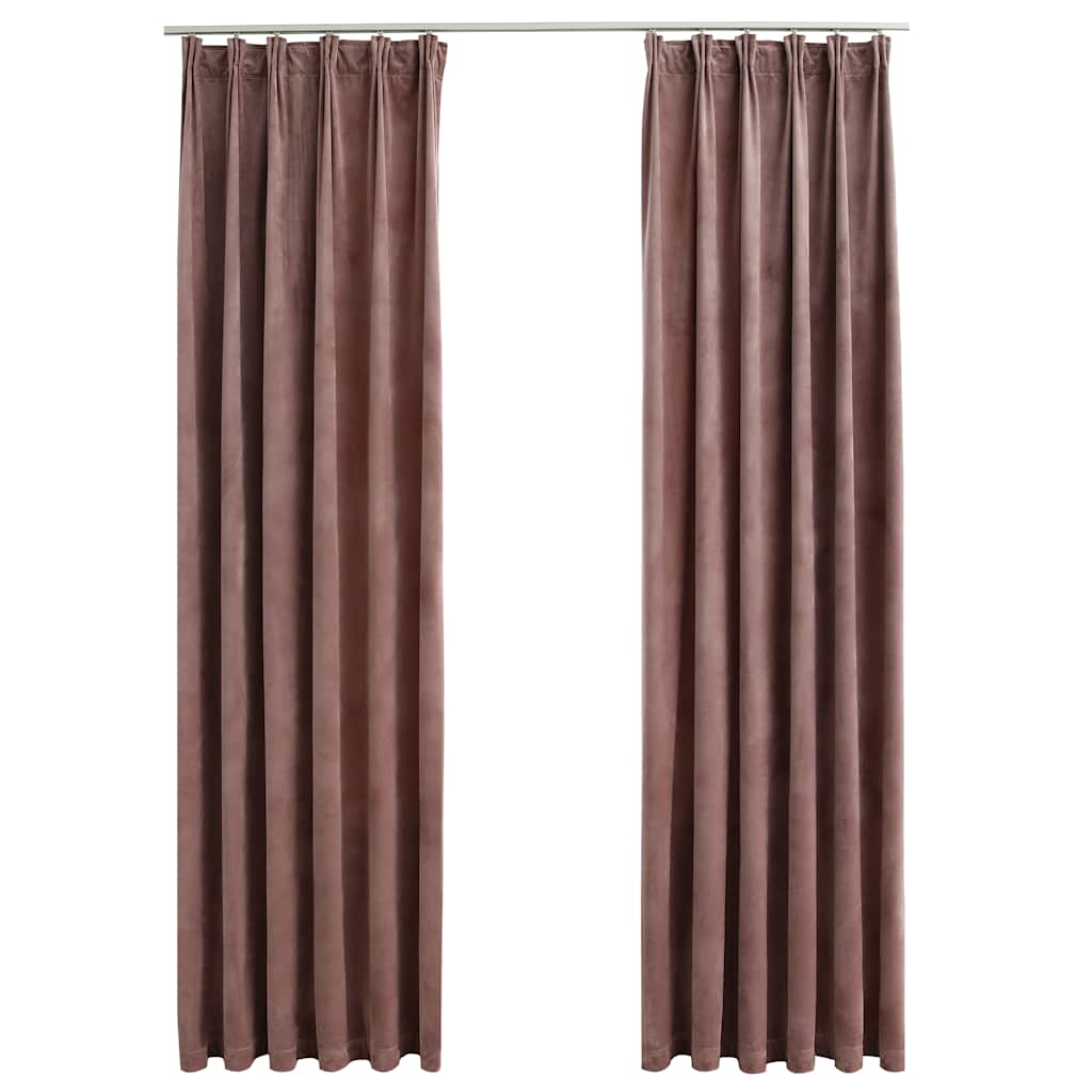 Verdunkelungsvorhänge Haken 2 Stk. Samt Antik-Rosa 140x245cm