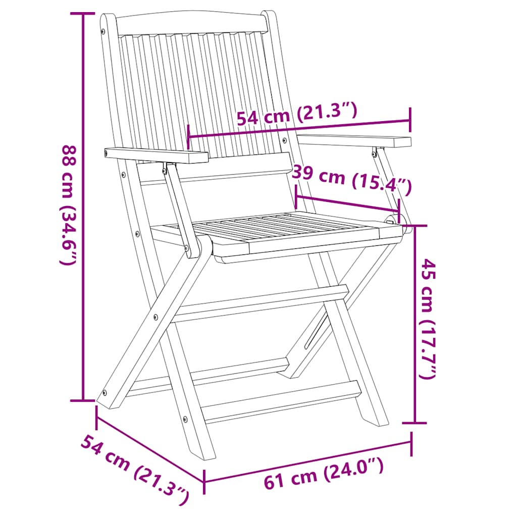 Klappbare Gartenstühle 2 Stk. Massivholz Akazie