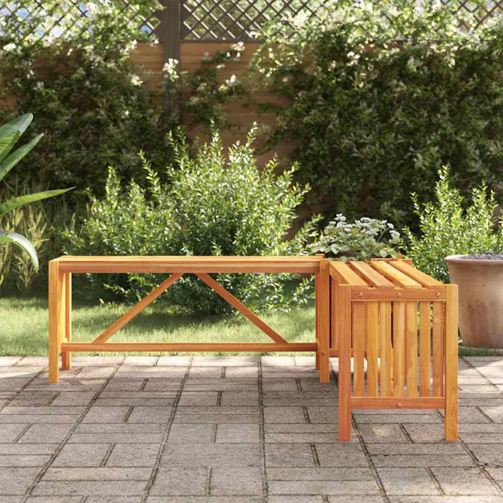 Garten-Eckbank mit Pflanzkübel 117×117×40 cm Massivholz Akazie