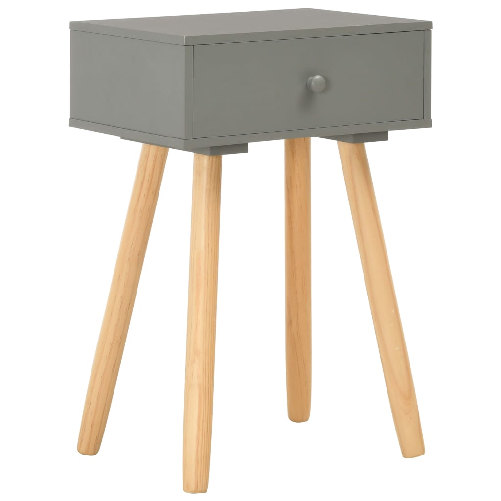 Nachttische 2 Stk. Grau Kiefer Massivholz