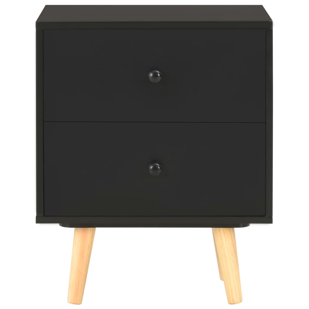Nachttische 2 Stk. Schwarz 40 x 30 x 50 cm Kiefer Massivholz