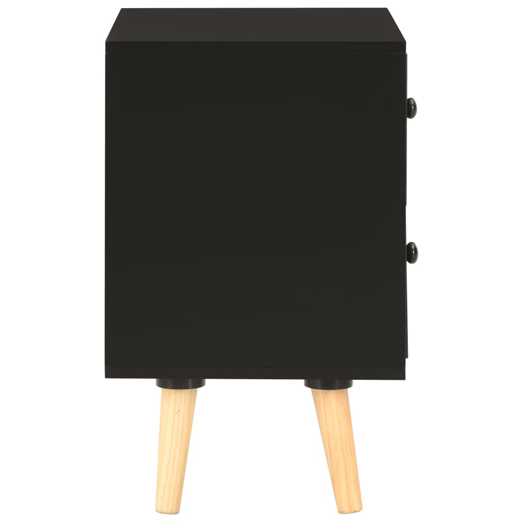 Nachttische 2 Stk. Schwarz 40 x 30 x 50 cm Kiefer Massivholz