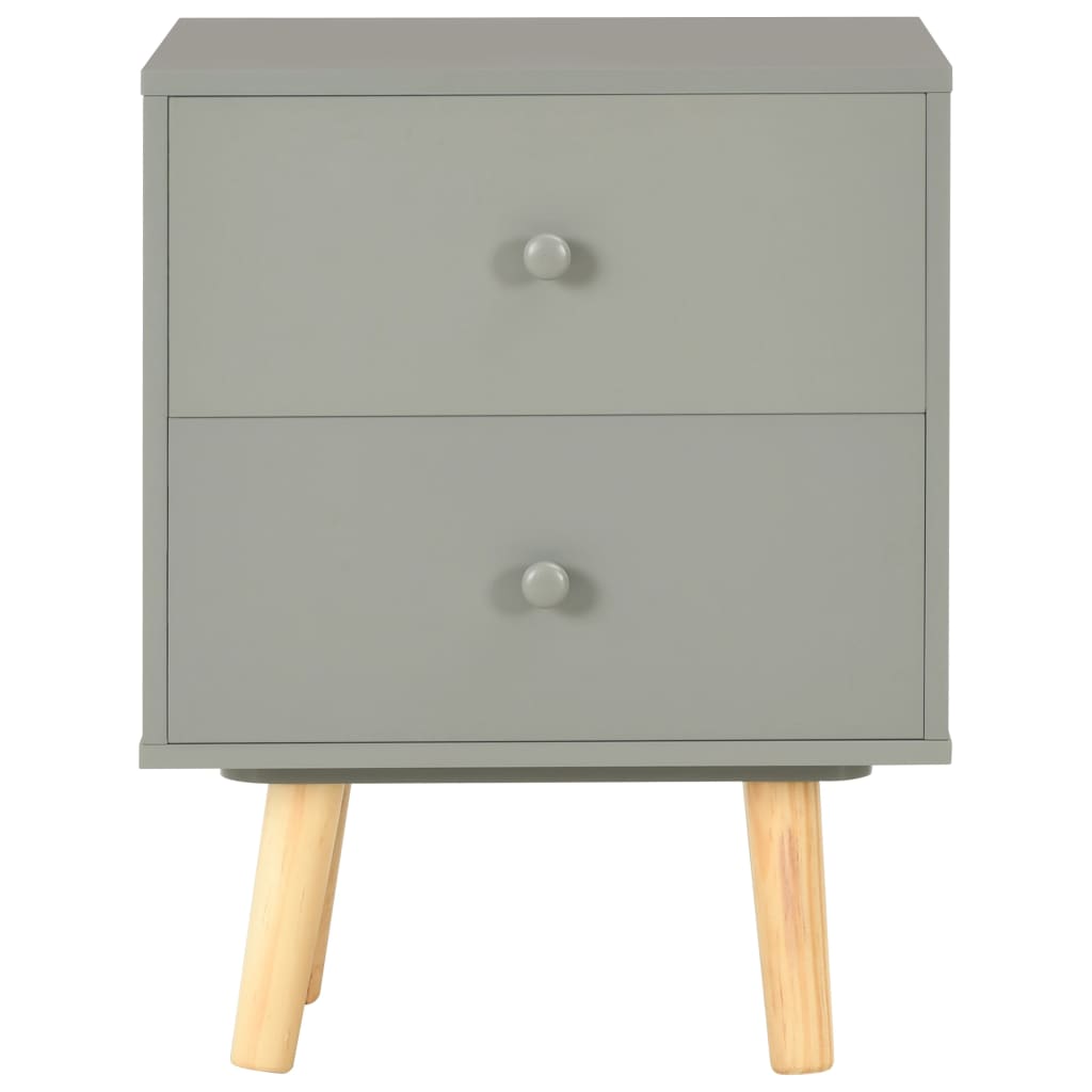 Nachttische 2 Stk. Grau 40 x 30 x 50 cm Kiefer Massivholz
