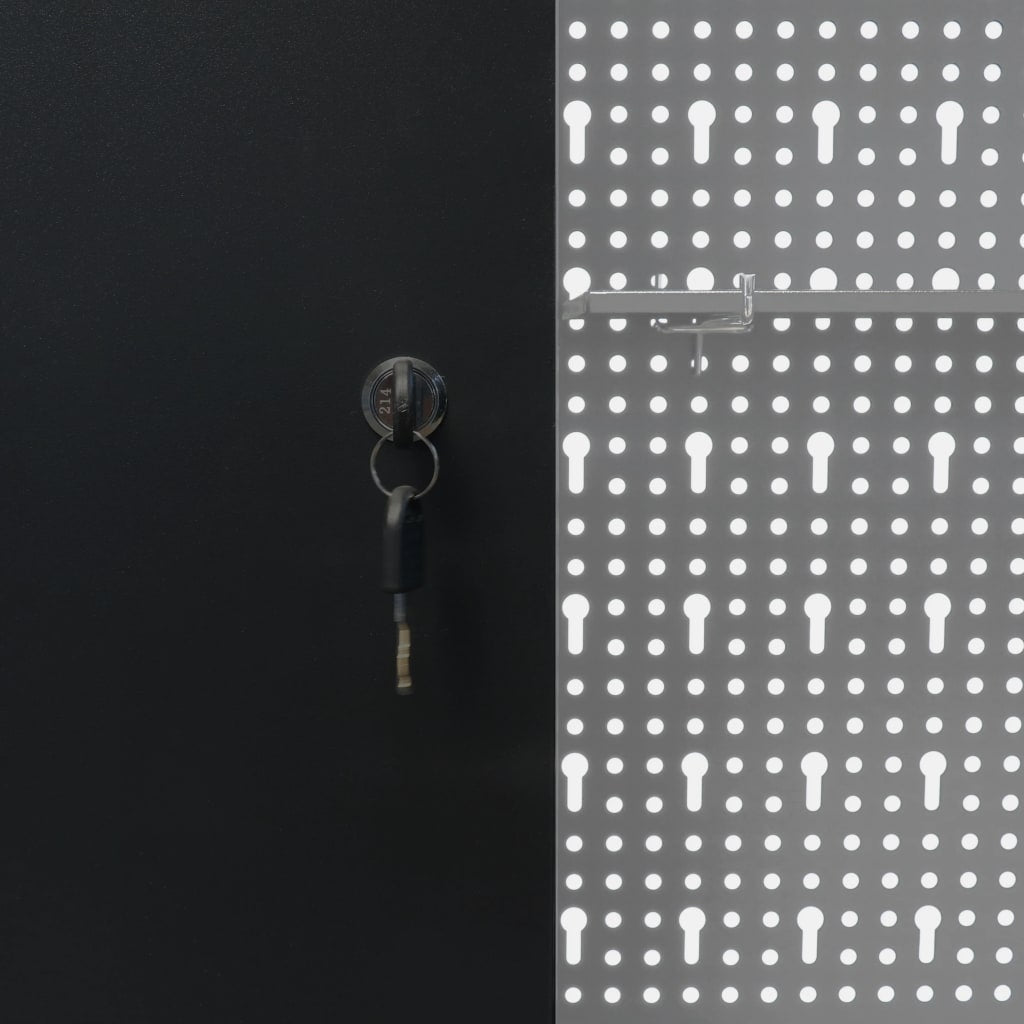 Wand-Werkzeugschrank Industrie-Stil Metall Grau und Schwarz