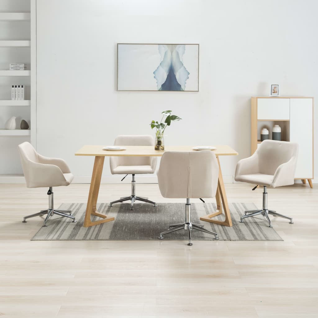 Esszimmerstühle Drehbar 4 Stk. Cremeweiß Stoff