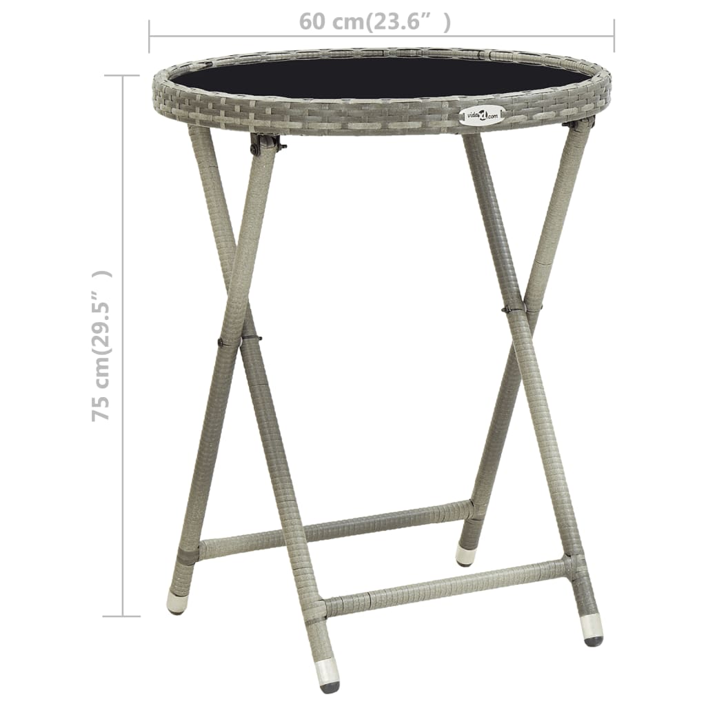 Beistelltisch Grau 60 cm Poly Rattan und Hartglas
