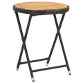 Beistelltisch Schwarz 60 cm Poly Rattan und Massivholz Akazie