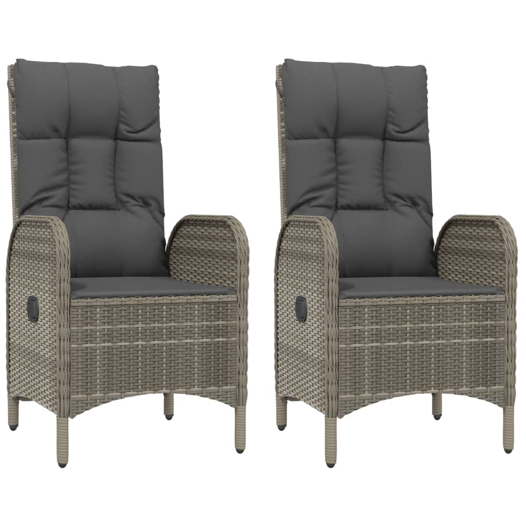 Gartenstühle 2 Stk. Poly Rattan Grau