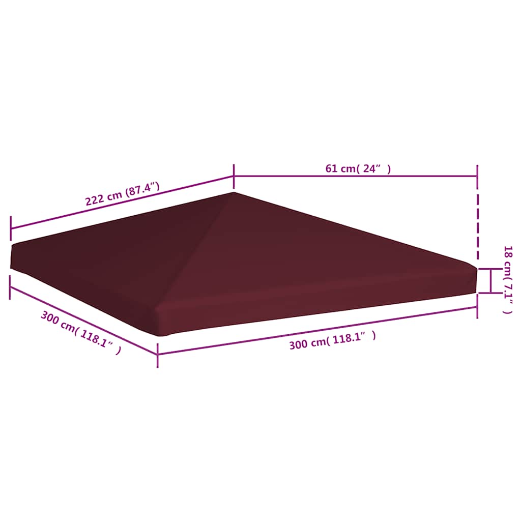 Pavillondach 310 g / m² 3x3 m Weinrot