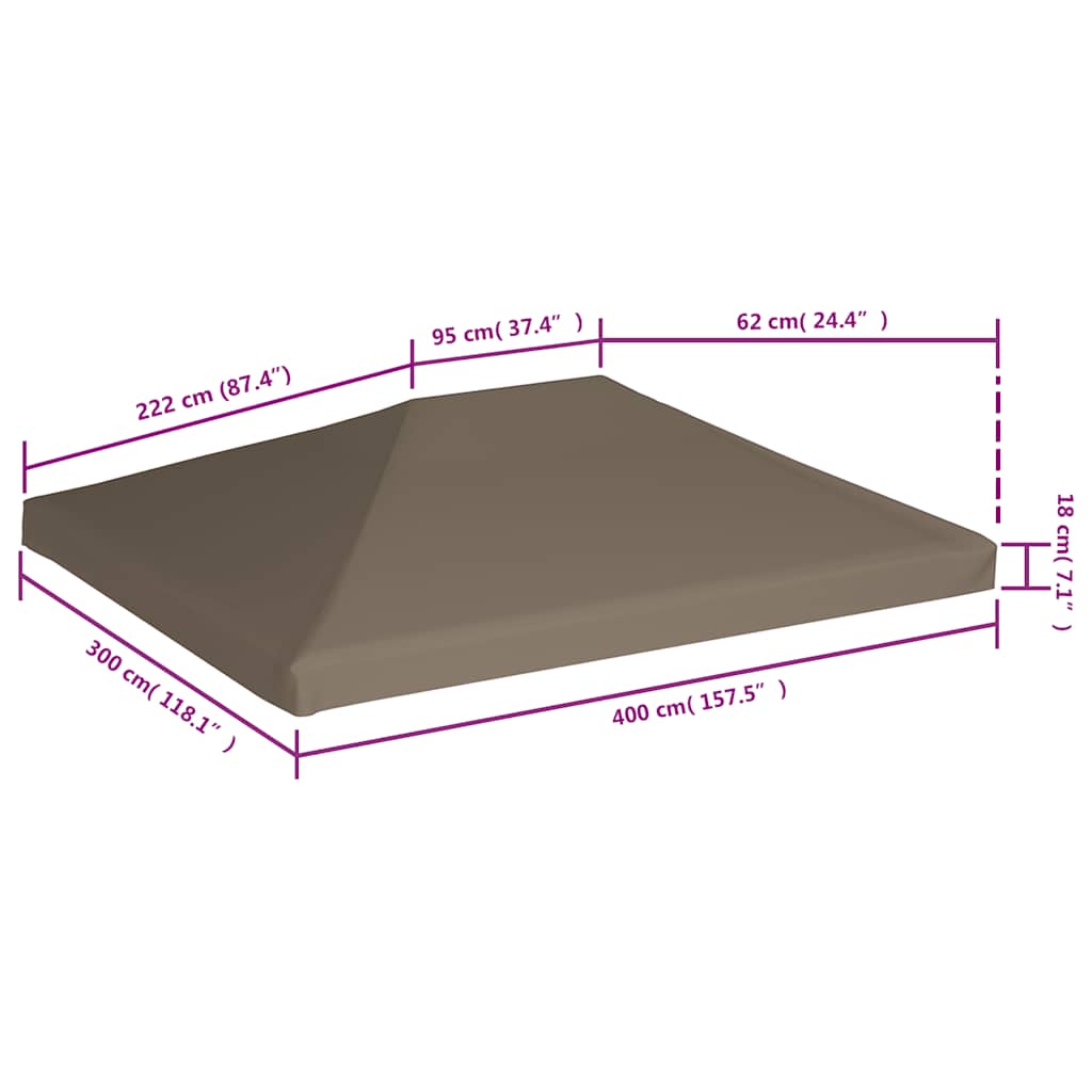 Pavillondach 310 g / m² 3x4 m Taupe