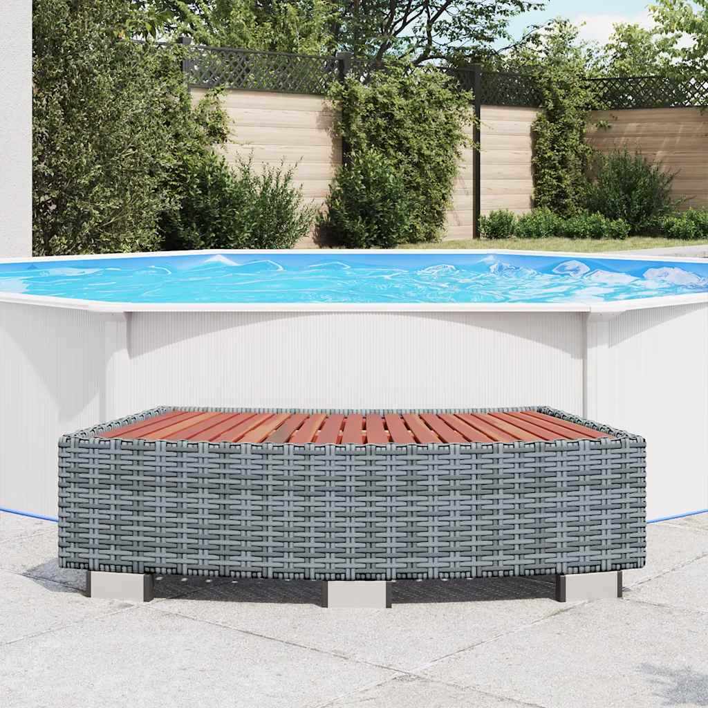 Spa-Einstiegsstufe Grau Poly Rattan 92×45×25 cm