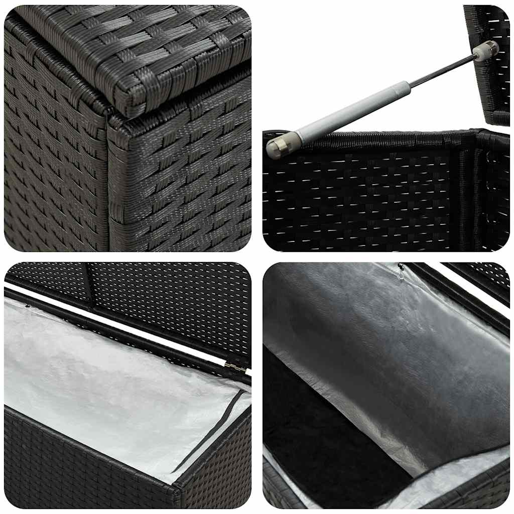 Gartenbox Poly Rattan 100x50x50 cm Schwarz