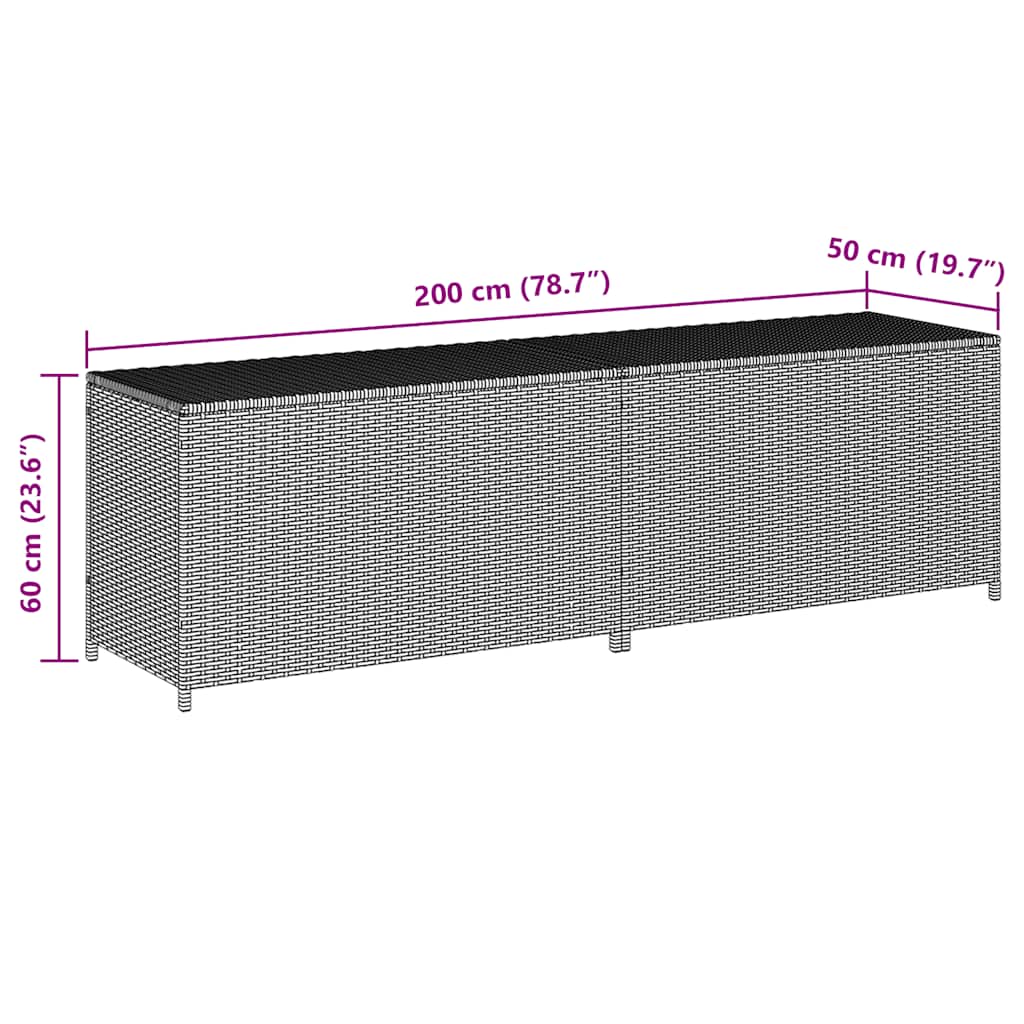 Gartenbox Poly Rattan 200x50x60 cm Grau
