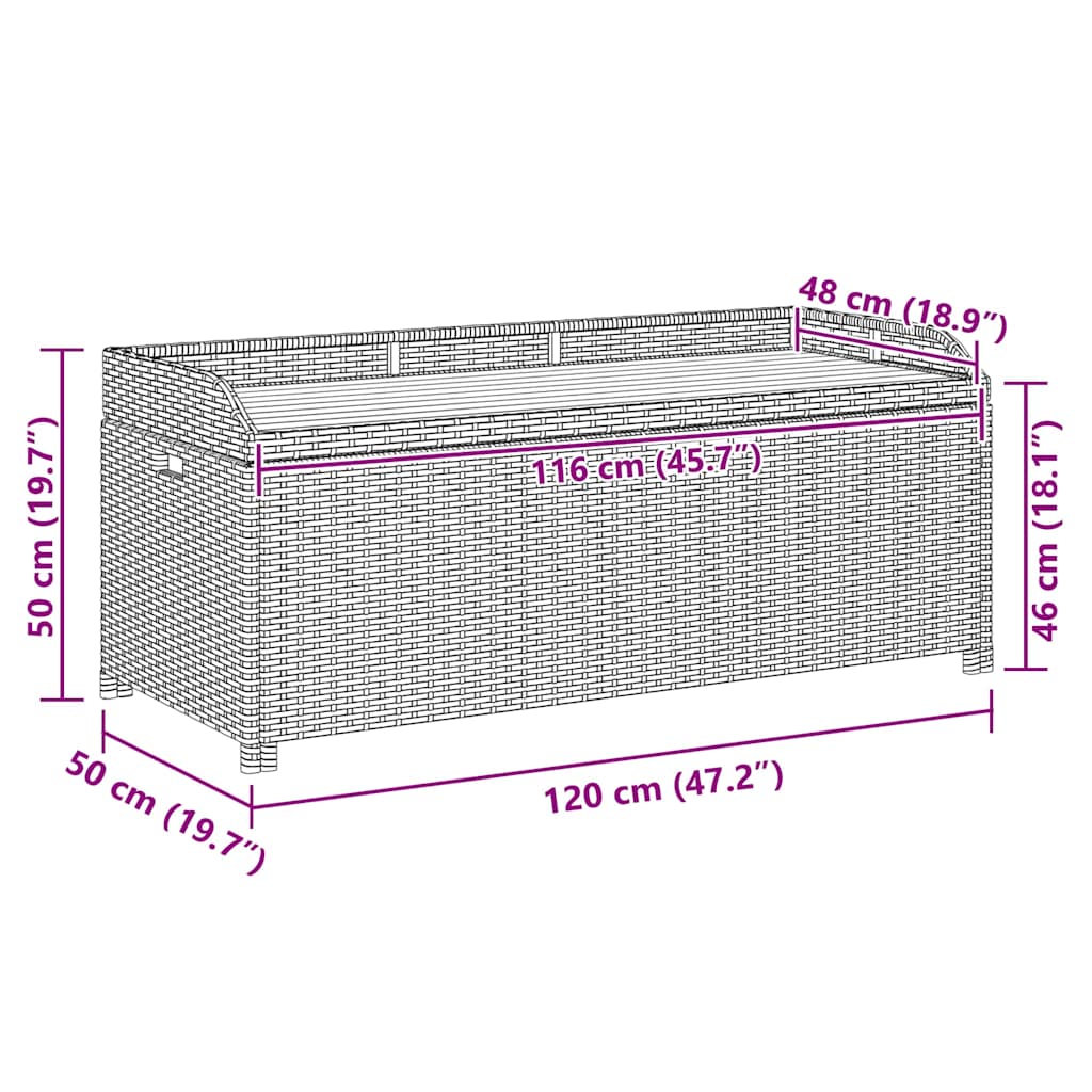 Sitzbank mit Stauraum 120 cm Poly Rattan Schwarz