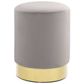 Hocker Hellgrau und Golden Samt 28 x 36 cm