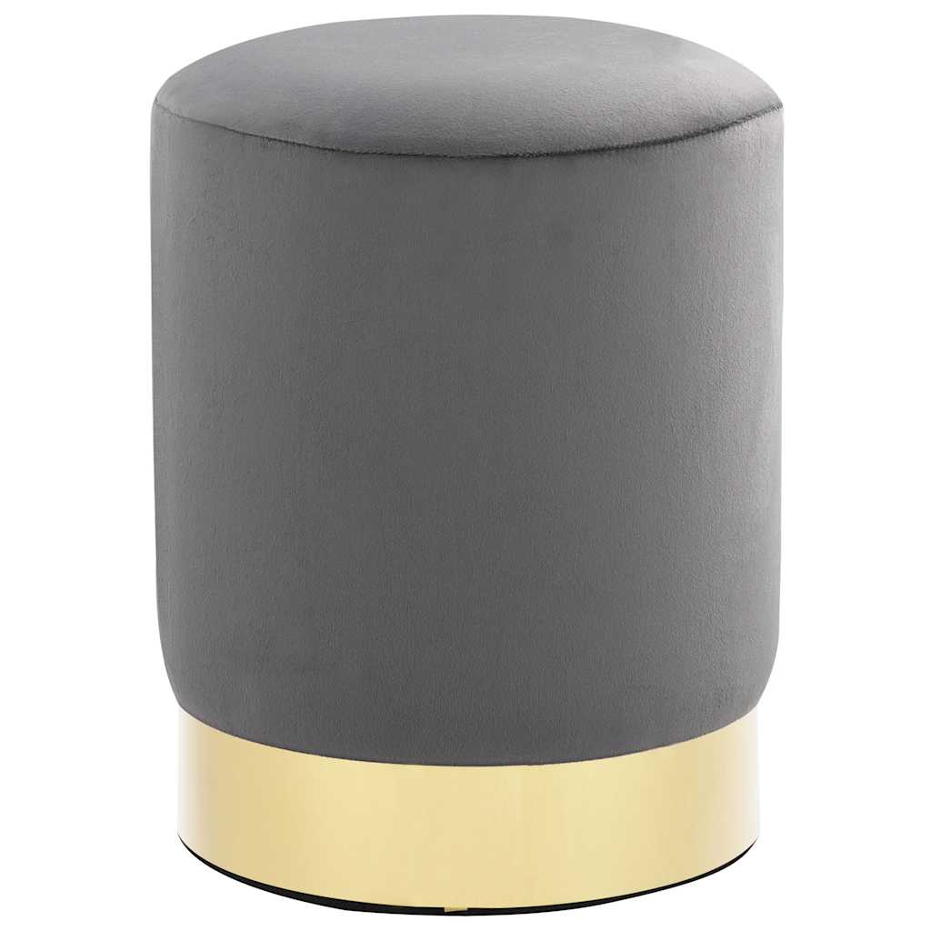 Hocker Dunkelgrau und Golden Samt 28 x 36 cm