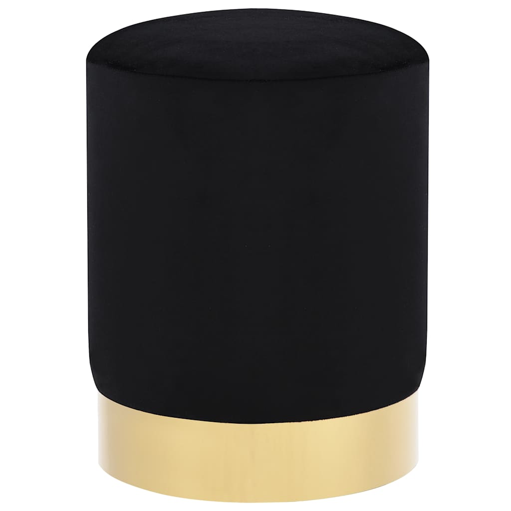 Hocker Schwarz und Golden Samt 28 x 36 cm