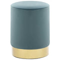 Hocker Hellblau und Golden Samt 28 x 36 cm