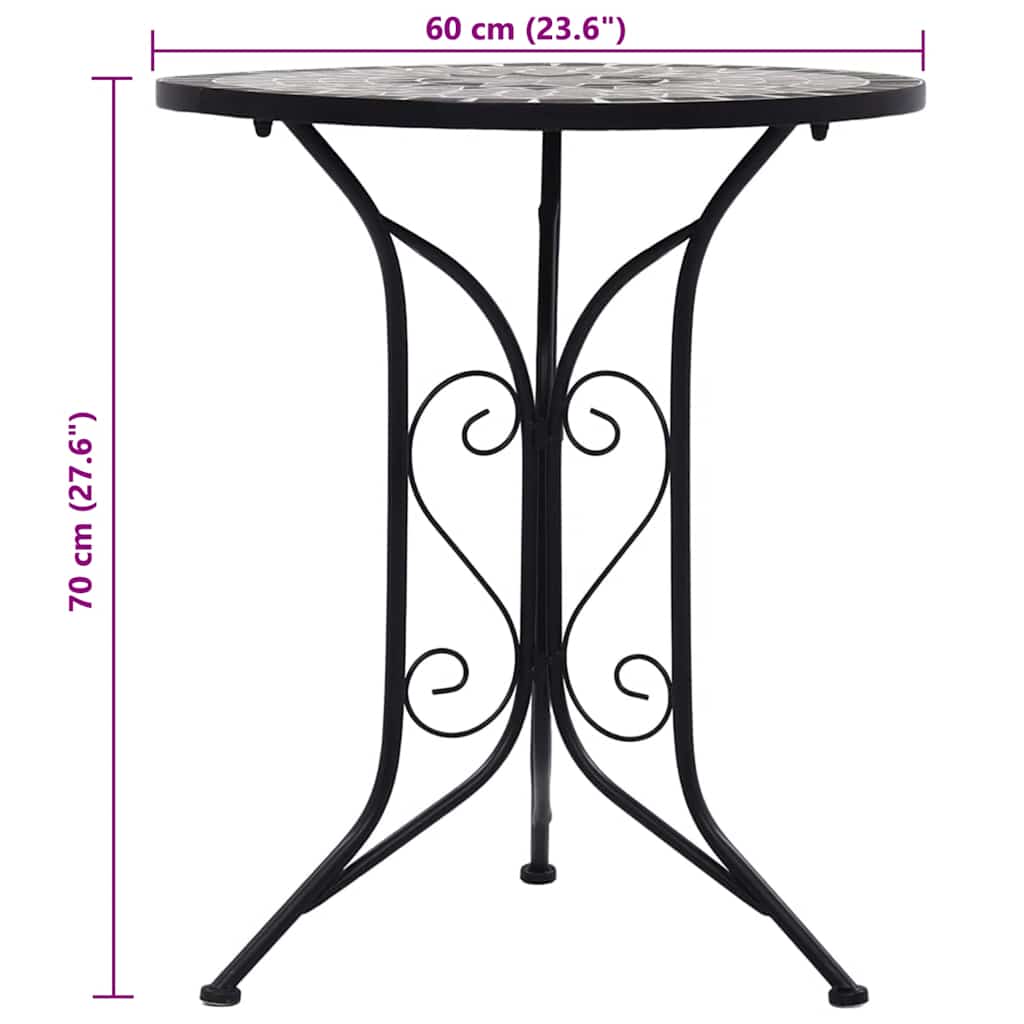 Mosaik-Bistrotisch Grau 60 cm Keramik