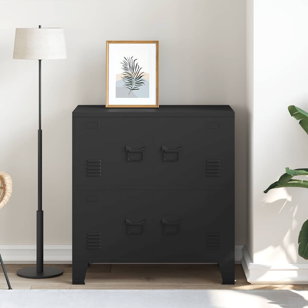 Lagerschrank Industrial Schwarz 75x40x80 cm Stahl