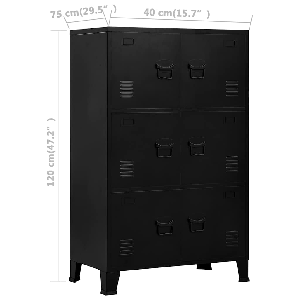 Lagerschrank Industrial Schwarz 75x40x120 cm Stahl