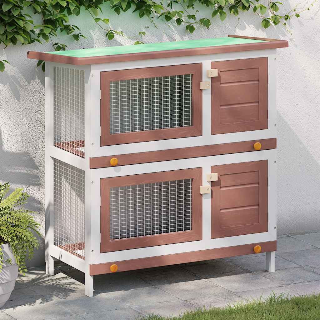 Kaninchenstall 4 Türen Braun Holz