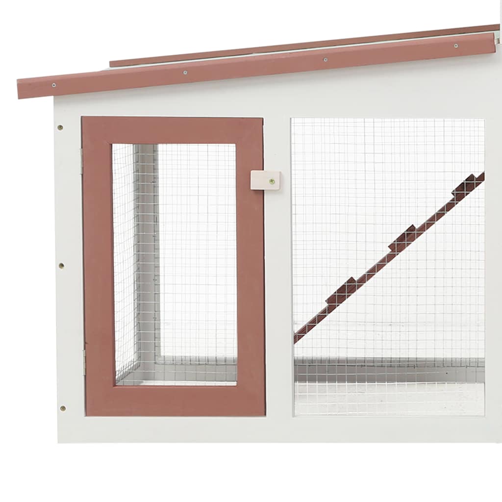 Großer Kaninchenstall Braun und Weiß 201x45x85 cm Holz