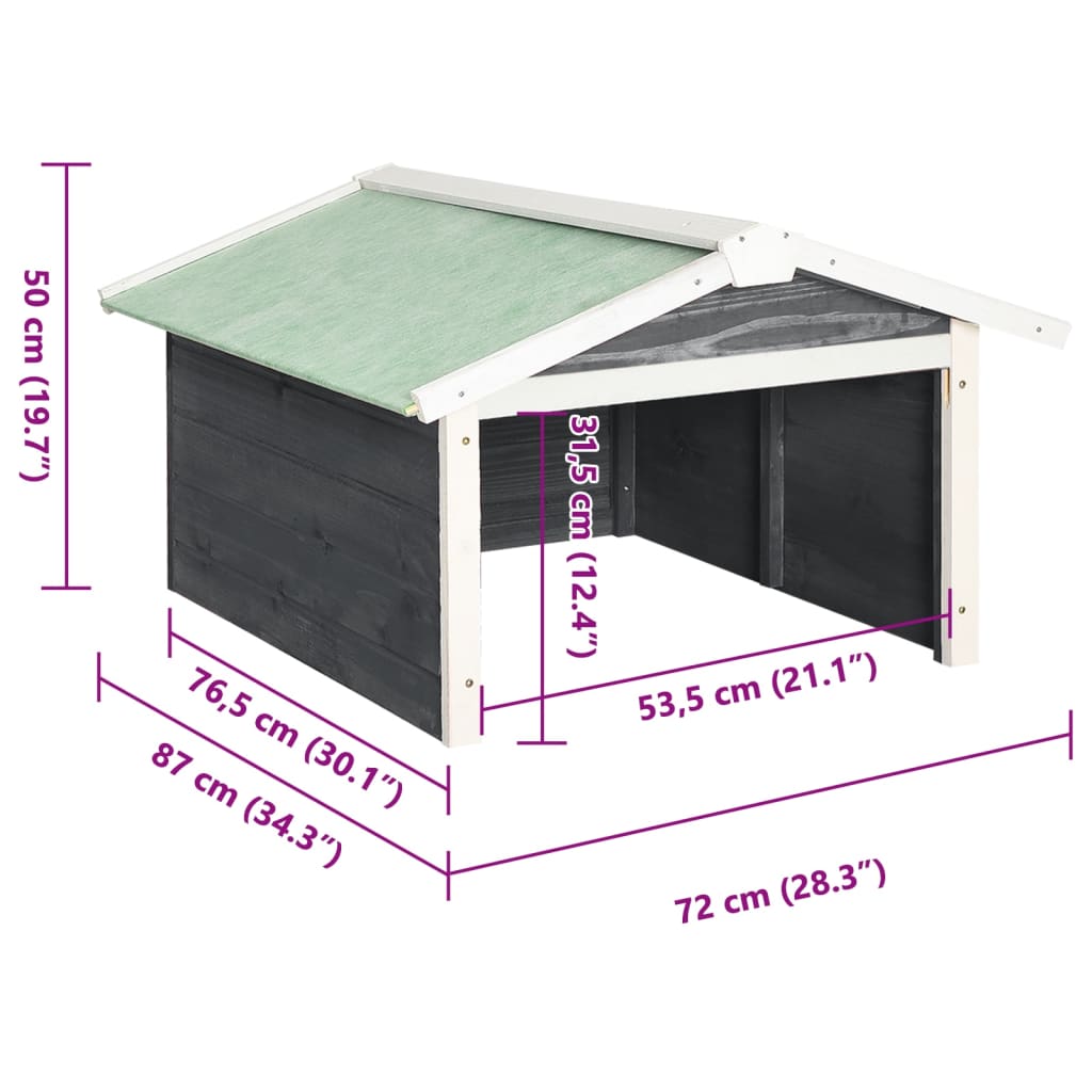 Roboter-Rasenmäher Garage 72x87x50 cm Grau Weiß Tannenholz