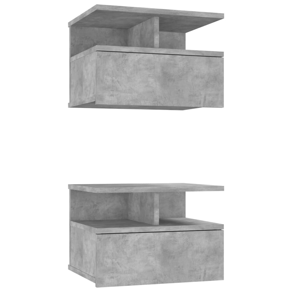 Hängende Nachttische 2 Stk. Betongrau 40x31x27cm Holzwerkstoff