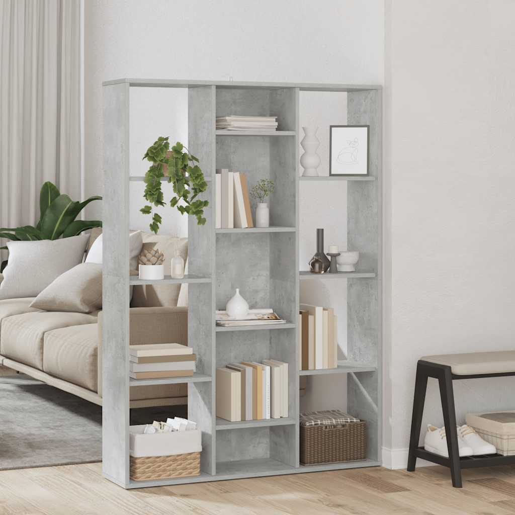 Raumteiler/Bücherregal Betongrau 100x24x140 cm Holzwerkstoff