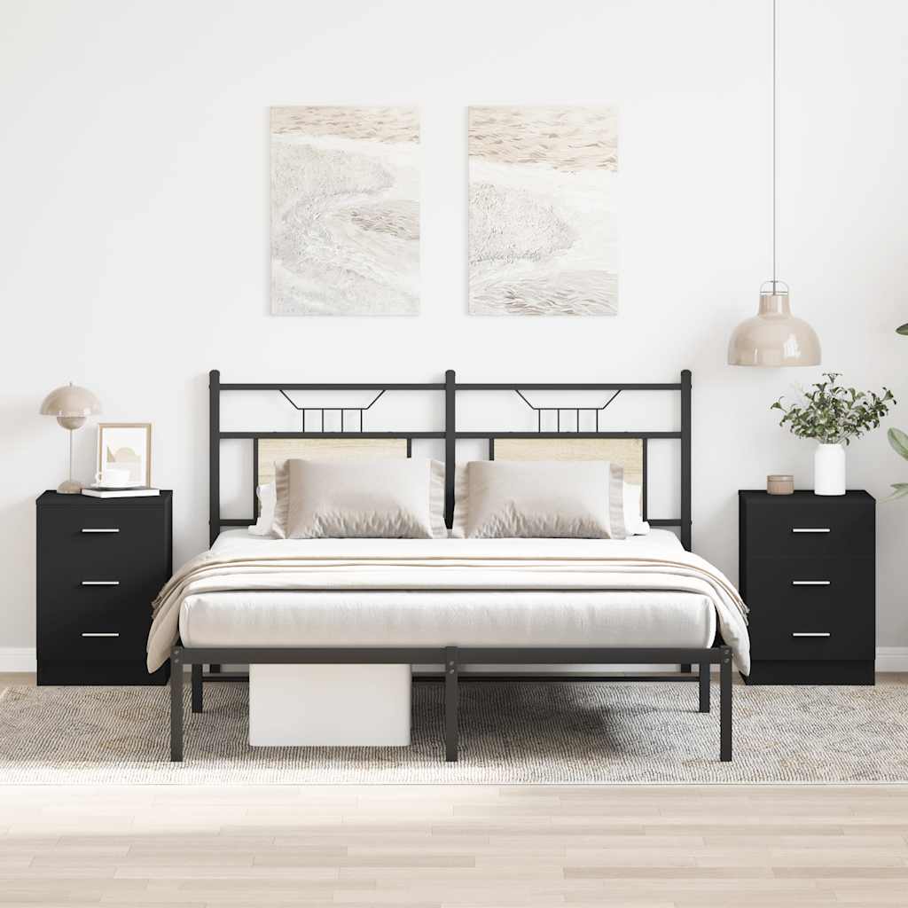 Nachttische 2 Stk. Schwarz 38x35x56 cm Holzwerkstoff