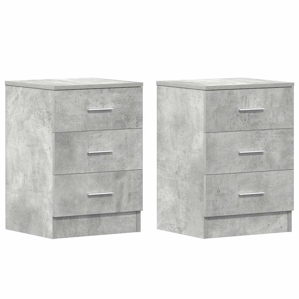 Nachttische 2 Stk. Betongrau 38x35x56 cm Holzwerkstoff