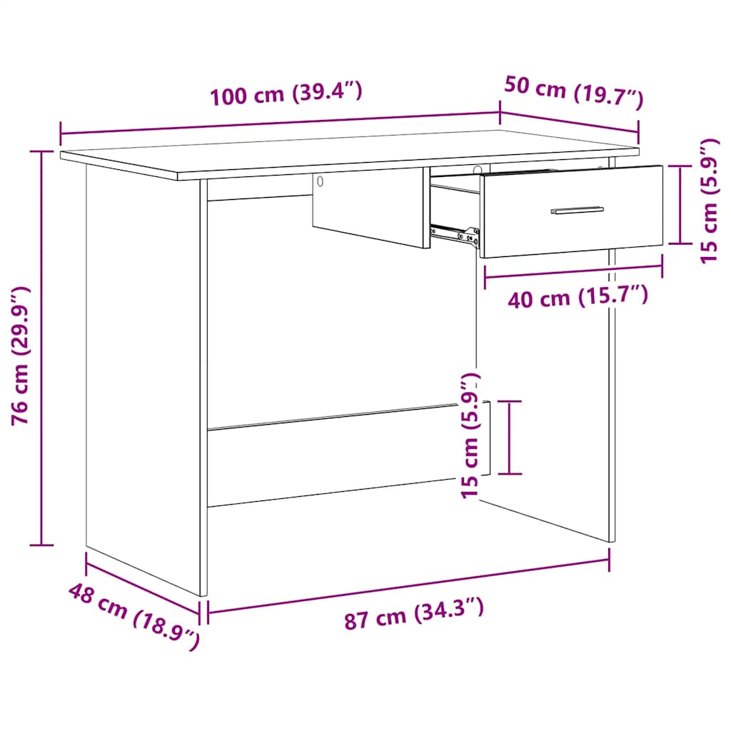 Schreibtisch Schwarz 100×50×76 cm Holzwerkstoff