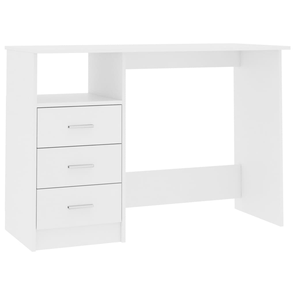 Schreibtisch mit Schubladen Weiß 110x50x76 cm Holzwerkstoff