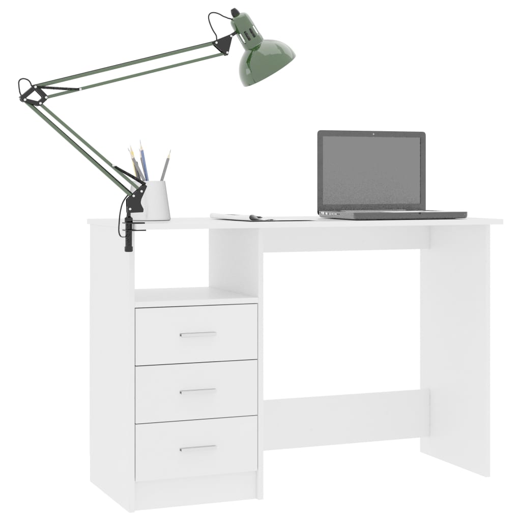 Schreibtisch mit Schubladen Weiß 110x50x76 cm Holzwerkstoff