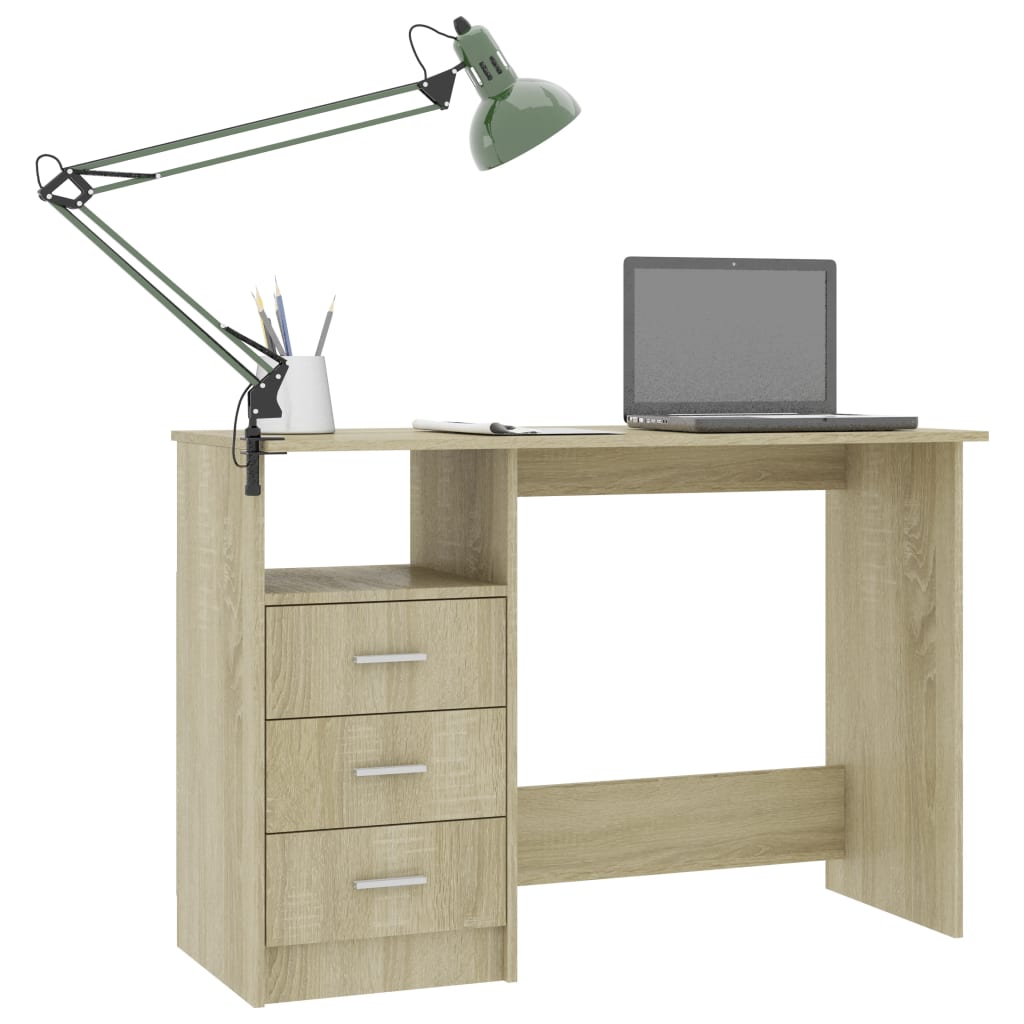 Schreibtisch mit Schubladen Sonoma-Eiche 110x50x76 cm